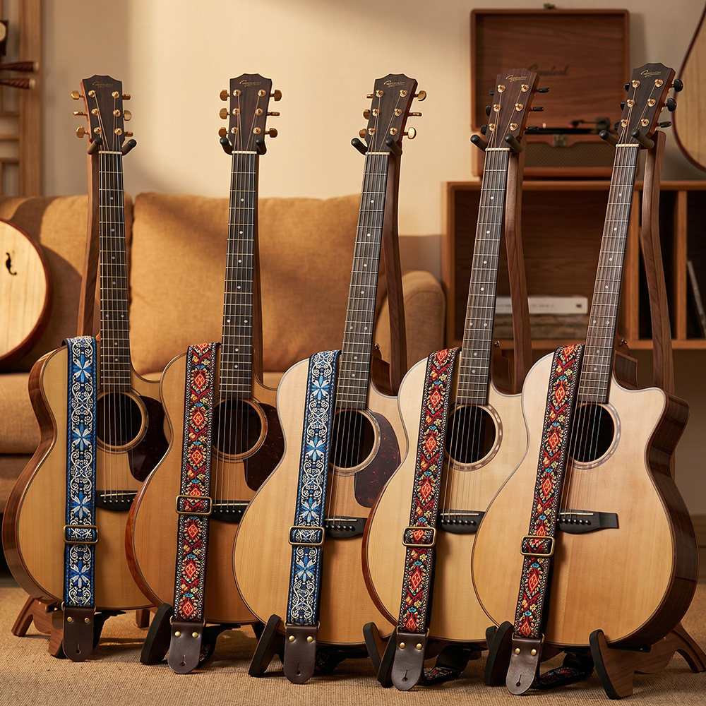 Embroidered Print Guitar Strap - Musical Instrument Types recension och pris